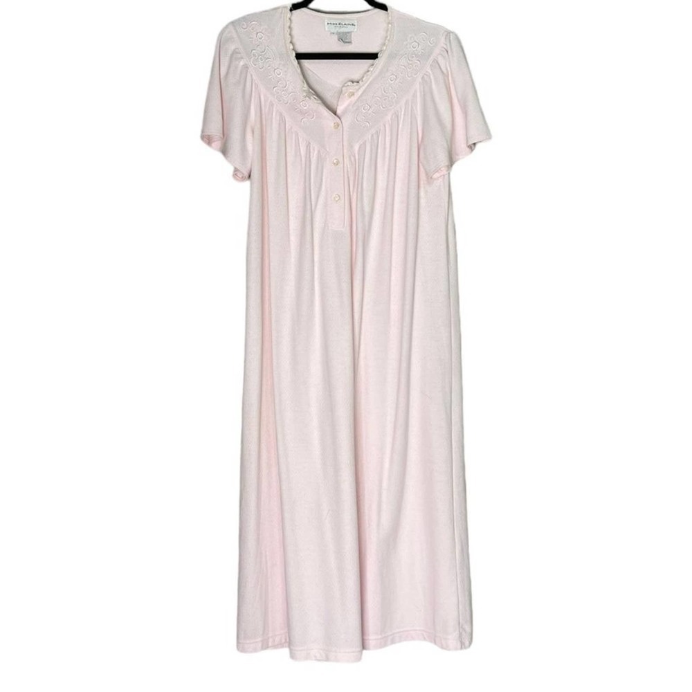 MISS ELAINE Light Pink Long Nightgown Size Large